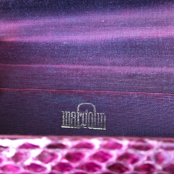 Vtg Purple Python Snakeskin Gold Chain Clutch Bag - Picture 15 of 17